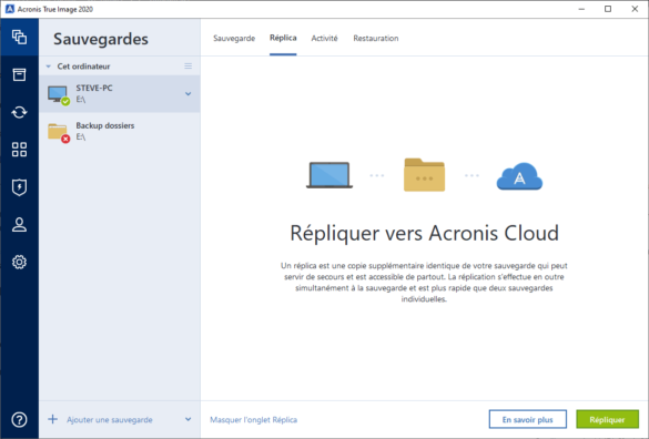 Réplication des données dans le Cloud grâce à la double protection d'Acronis True Image