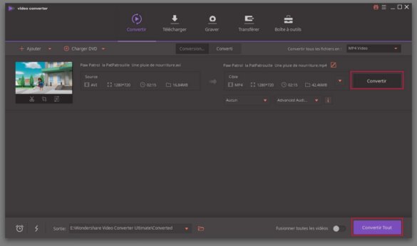 Convertir un fichier vidéo .avi) en fichier .mp4