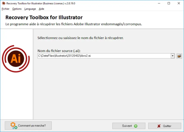 Logiciel de récupération de fichiers Illustrator corrompus