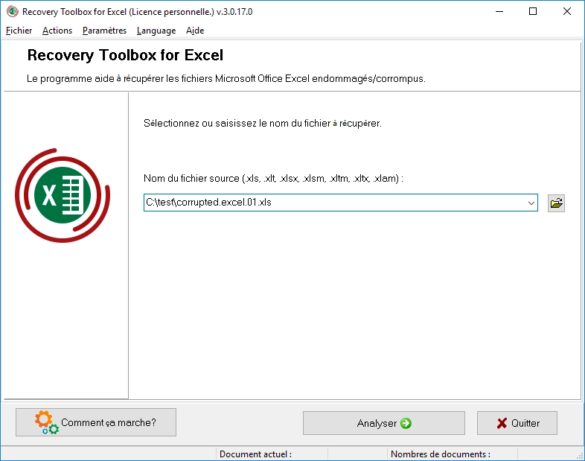 Réparer un fichier Excel corrompu avec Recovery Toolbox for Excel