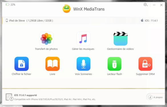 WinX MediaTransfer, logiciel de sauvegarde d'iPhone/iPad (iOS)