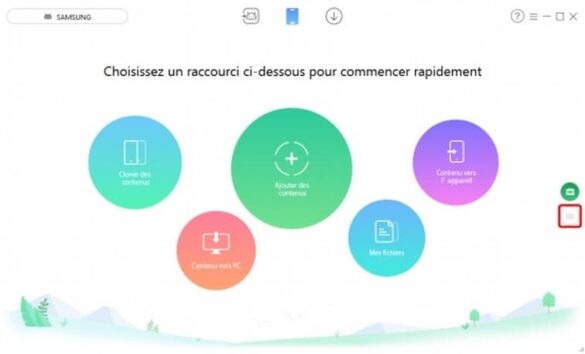 Accueil du logiciel de transfert pour Android, AnyTrans