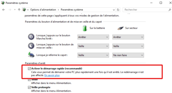 Activer le démarrage rapide pour accélérer le démarrage de Windows 10