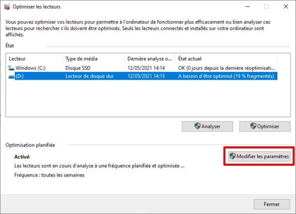 Désactiver la défragmentation planifiée du disque dur