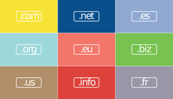 Quelques extensions de nom de domaine : .com .net .es .org .eu .biz .us .info .fr