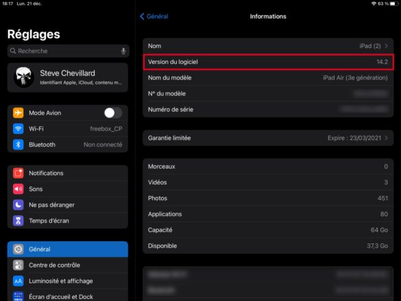 Obtenir la version du logiciel d'iOS depuis un iPhone ou un iPad