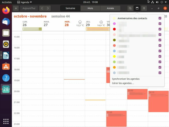 agenda gnome synchronisé