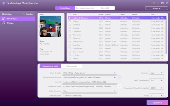 Le logiciel TuneFab Apple Music Converter permet de convertir en mp3 de la musique venant d'iTunes et Apple Music