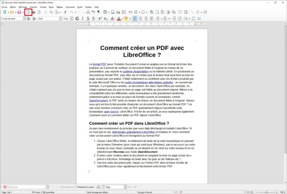 Création d'un PDF depuis LibreOffice