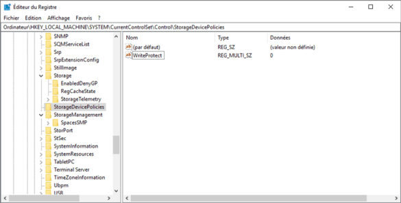 Modifier la base de registre pour retirer la protection d'une clé USB