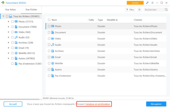 Analyse en profondeur du disque dur pour la récupération des données