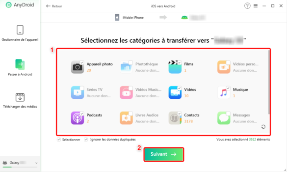 Transférer les données iPhone vers Android