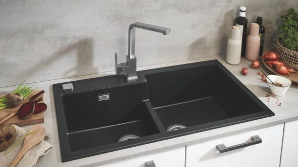évier en matériaux composites dans une cuisine