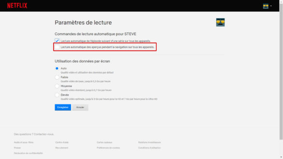 Tutoriel pour désactiver la lecture automatique des aperçus vidéo dans mon compte Netflix
