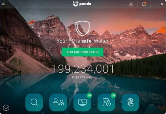 Interface graphique du logiciel antivirus Panda Free Antivirus 2018