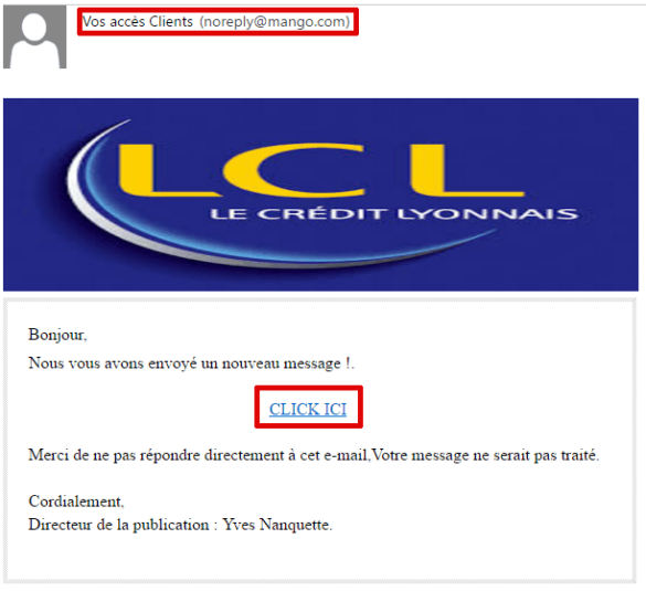 Tentative de phishing (banque LCL)