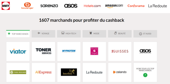 marque bénéficier cashback