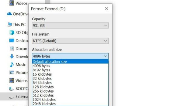 C'est quoi la taille d'unité d'allocation ?