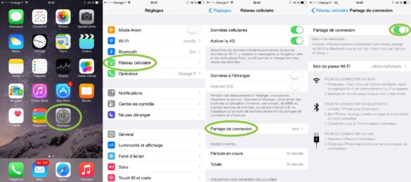Comment activer le partage de connexion ?