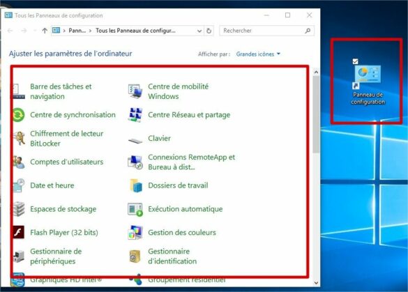 Comment afficher Panneau de configuration Windows 1.0 sur le bureau ?