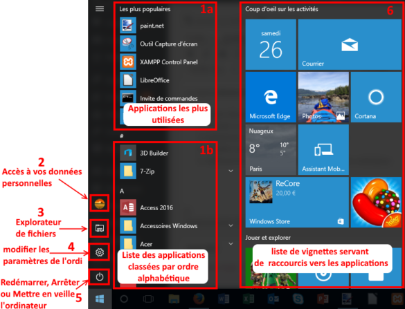 Comment afficher le menu Démarrer ?