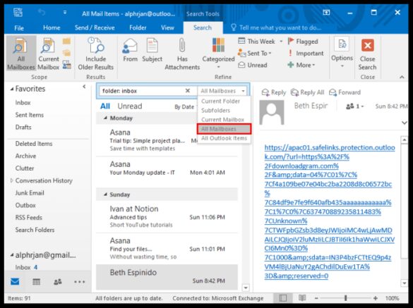 Comment afficher tous les dossiers dans Outlook ?