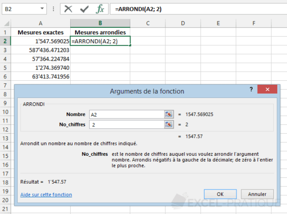 Comment arrondir un nombre entier sur Excel ?