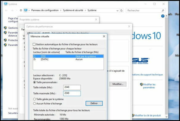 Comment augmenter la mémoire virtuelle de mon PC ?