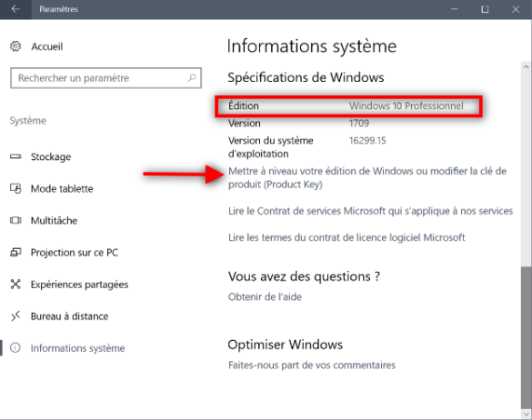 Comment changer de Windows Entreprise à Pro ?