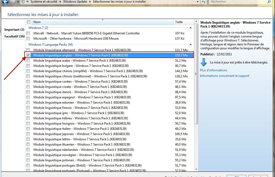 Comment changer la langue de windows 7 anglais en français ?