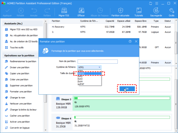 Comment changer le Système de fichier FAT32 en NTFS ?