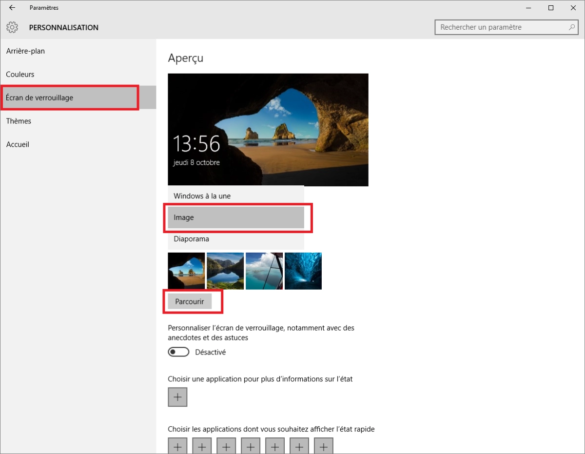 Comment changer l'image de l'écran de verrouillage ?
