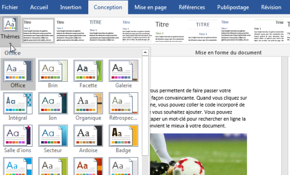 Comment choisir un thème sur Word ?