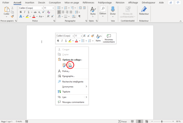Comment copier coller une page de garde sur Word ?
