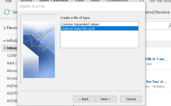 Comment copier ses mails Outlook sur un disque dur externe ?