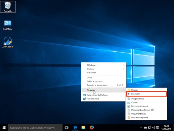Comment créer un nouveau bureau raccourci ?