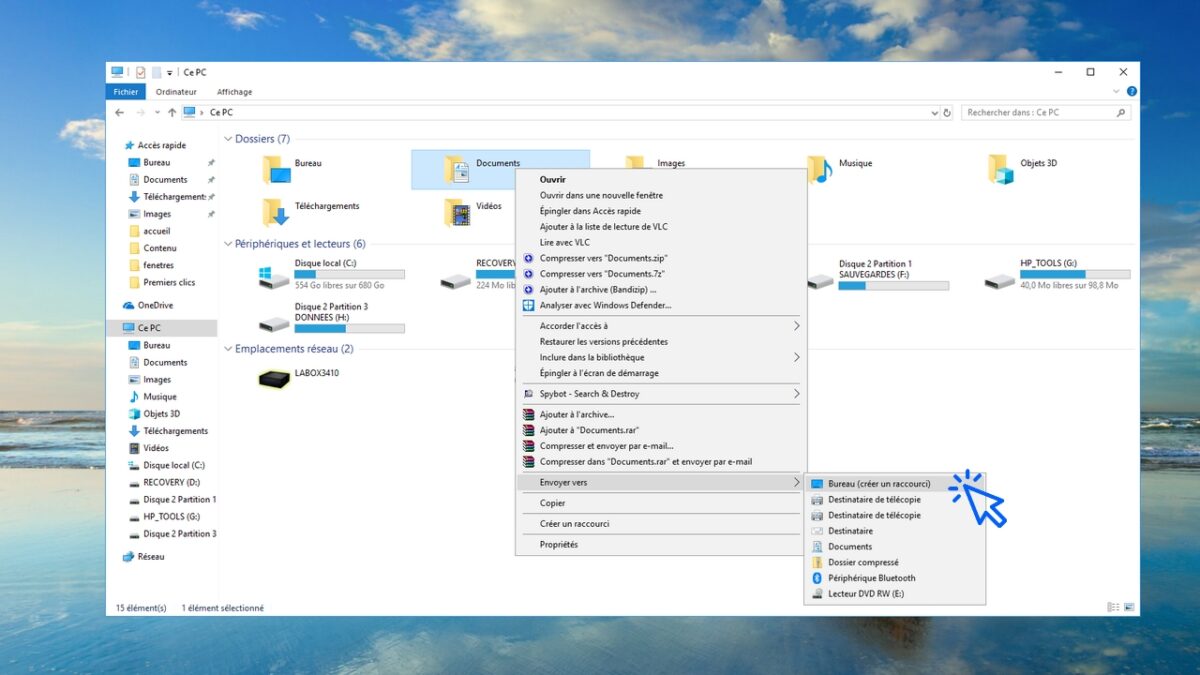 Comment créer un raccourci sur le bureau ?