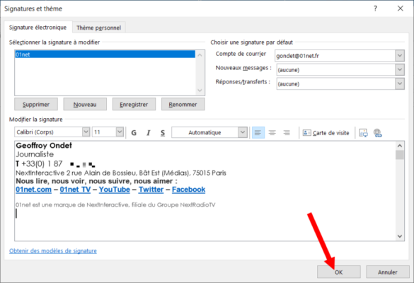 Comment créer une signature sur Outlook 2016 ?