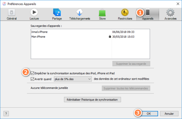 Comment désactiver la synchronisation automatique ?