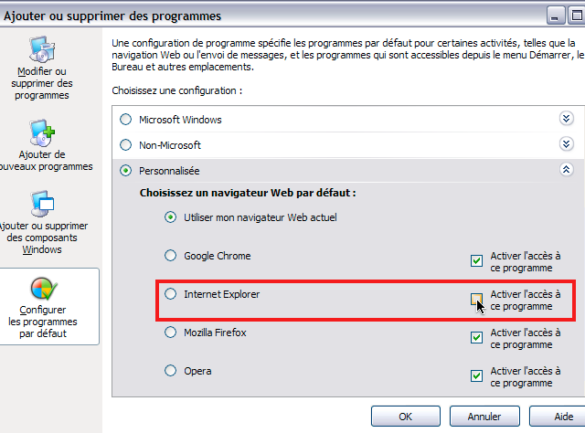 Comment désinstaller Internet Explorer sous Windows XP ?