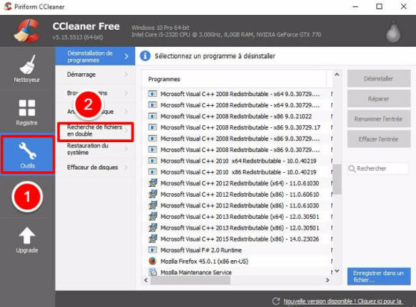Comment effacer les doublons avec CCleaner ?