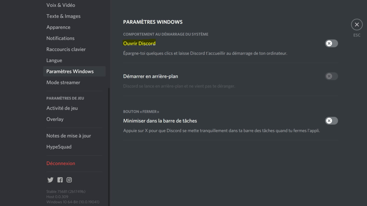Comment enlever le démarrage automatique de Discord ?