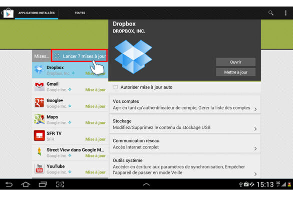 Comment faire la mise à jour des applications ?