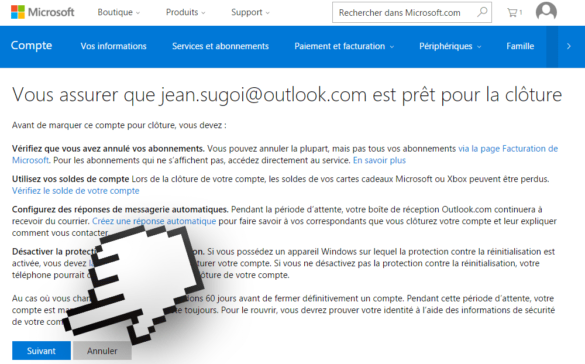 Comment faire pour supprimer un compte Microsoft ?