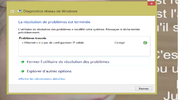 Comment faire quand WI FI n'a pas de configuration IP valide ?