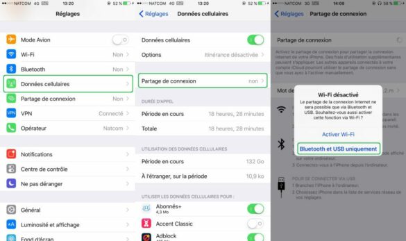 Comment faire un partage de connexion USB avec un iPhone ?