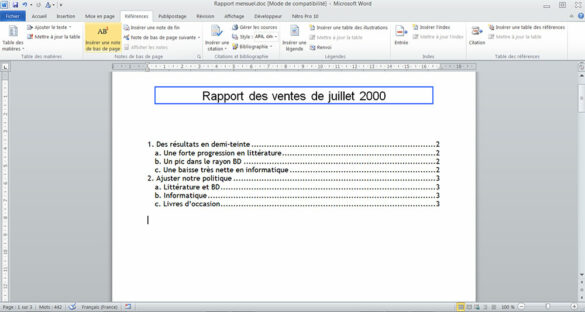 Comment faire un sommaire automatique sur Pages Mac ?
