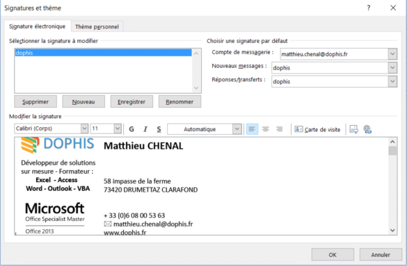 Comment inclure une signature dans un mail ?