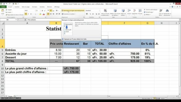 Comment insérer plusieurs lignes dans une cellule Excel ?
