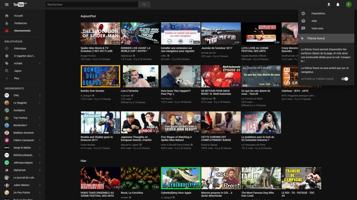 Comment mettre YouTube PC en noir ?